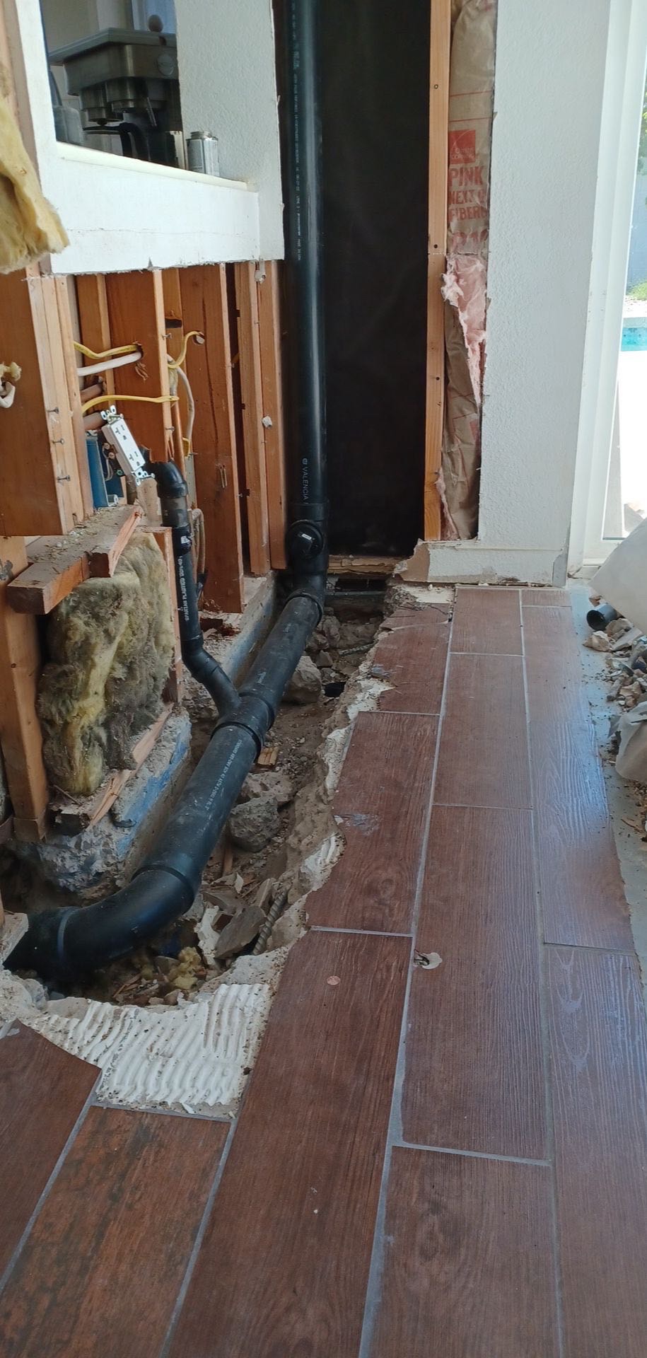 ABS drain pipe repair and re-slope completed by Browns Family Plumbing in Phoenix, AZ