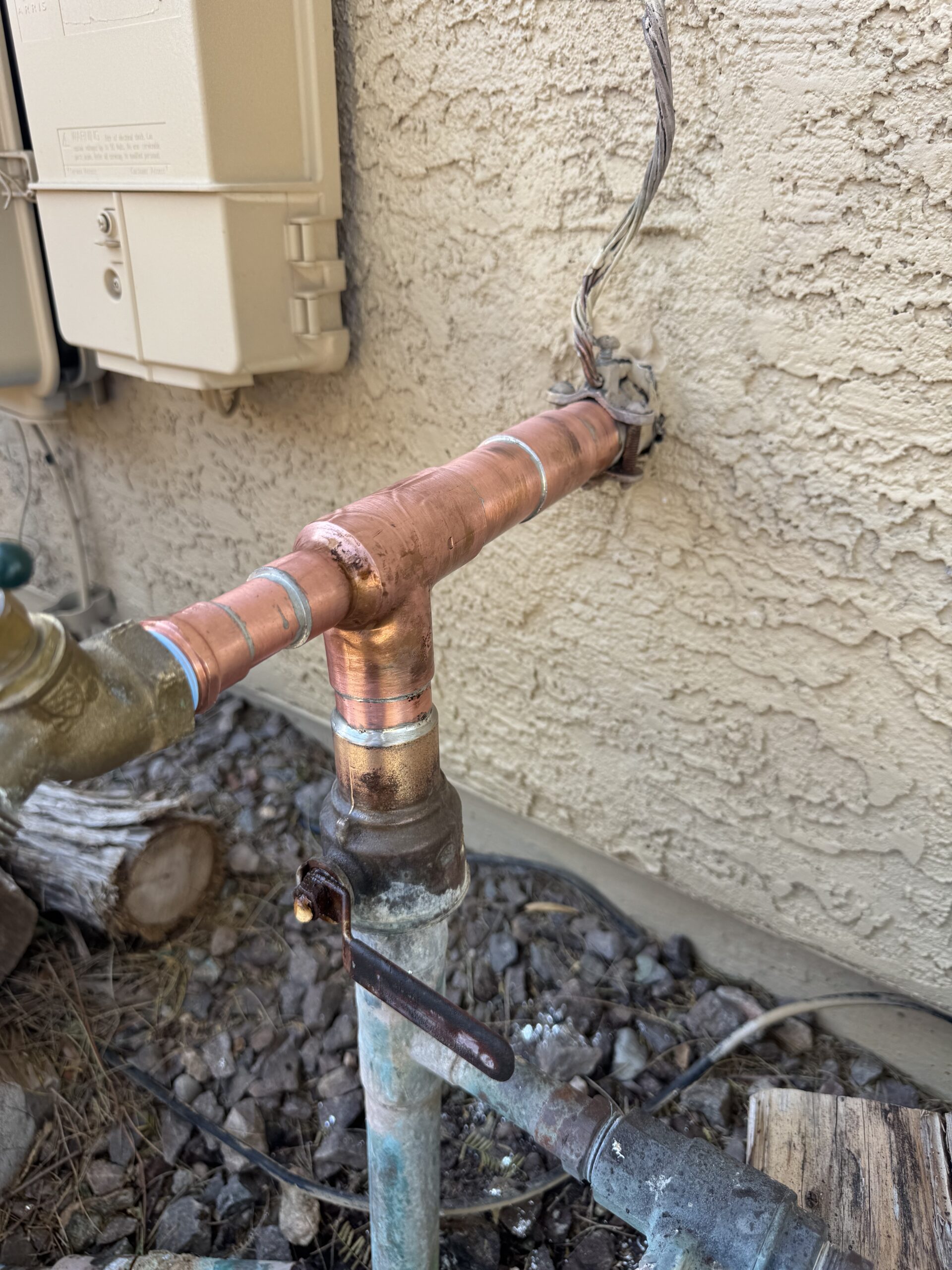 Black iron gas piping installed to outdoor BBQ and fire pit by Browns Family Plumbing in AZ