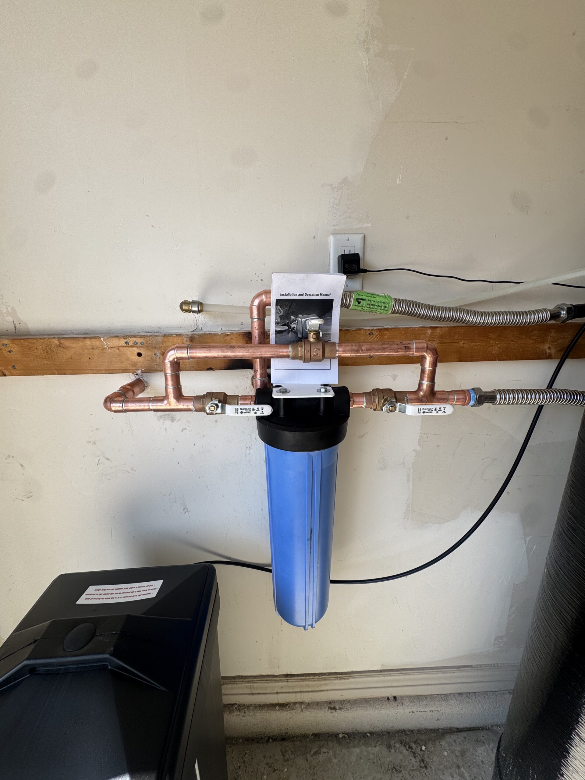 Water conditioning system with sediment pre-filter installed by Browns Family Plumbing in Phoenix, AZ